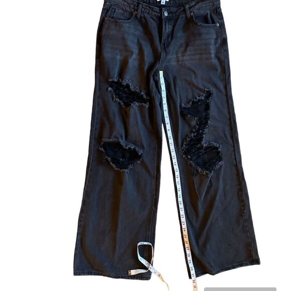 BP Destroyed Wide Leg Distressed Jeans Size 31 NWOT - Picture 11 of 13